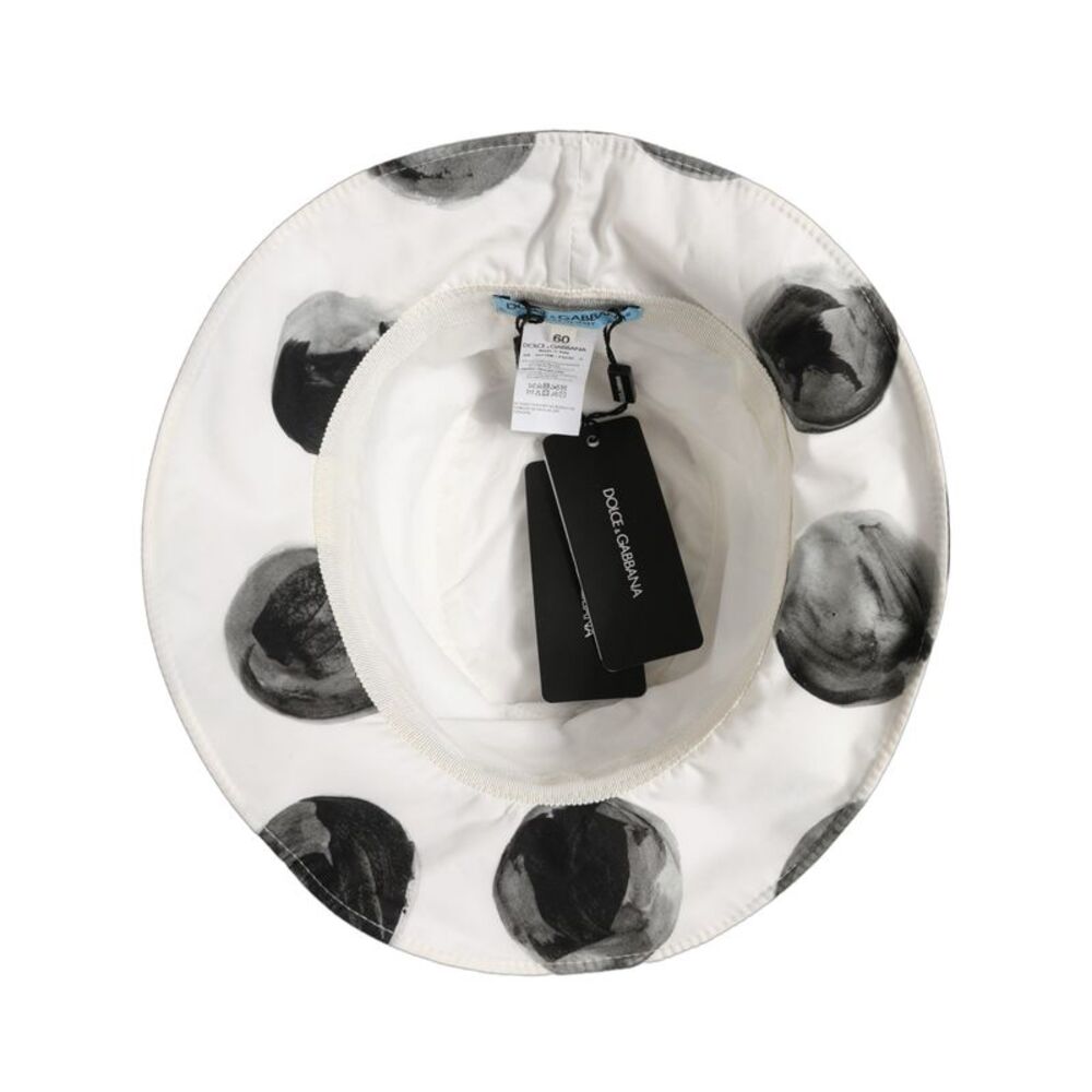 Dolce & Gabbana White Cotton Big Polka Dot Pattern Bucket Women's Hat